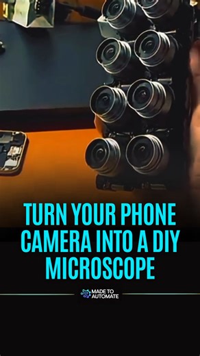 Made To Automate on Instagram: "Unlock the hidden world around you with a simple, affordable modification. Learn how to transform a phone camera into a DIY microscope using this clever hack, instantly turning your smartphone into a powerful scientific tool. This technique allows you to capture stunning, magnified details of everyday objects, proving that you don't need expensive equipment to explore the wonders of microscopy. Follow @made_to_automate for more videos like this: @made_to_automate
