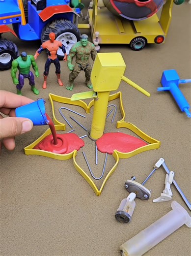 mini tractor making concrete around mini waterhandpump for mini farming science project #farming #waterpump #tractor #tiktok #viral @DIY MINI TRACTOR