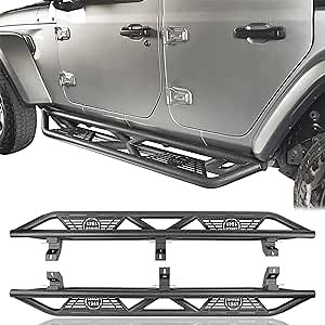 Hooke Road Wrangler JL Running Boards, Drop Side Steps Nerf Bar for 2018-2025 Jeep Wrangler JL Unlimited 4-Door Sports Sahara Rubicon