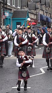 Big steps for a wee piper as Edradour Pitlochry & Blair Atholl Pipe Band, followed by The City of Brechin Pipe Band, started the morning parade through Pitlochry on Saturday 14th September 2024. This was the beginning of the street parade as the bands marched through the town, making their way to the 2024 Pitlochry Highland Games in Perthshire, Scotland. #pitlochry #pitlochryhighlandgames #marchingbands #scotland #bagpipes | Scotland's Pipe Bands