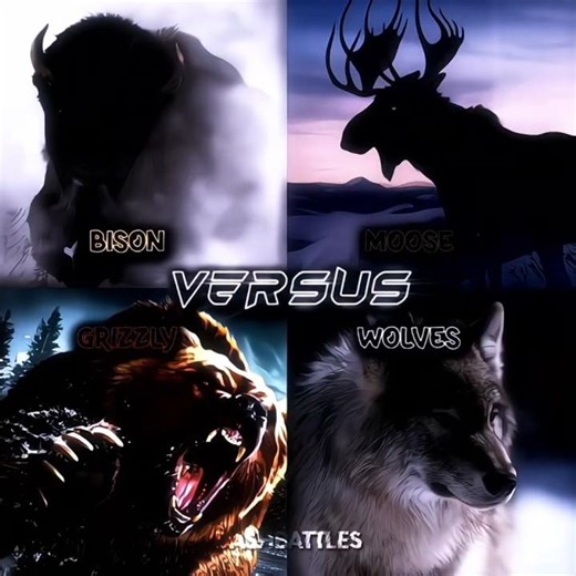 Bison vs Moose vs Grizzly vs Wolves