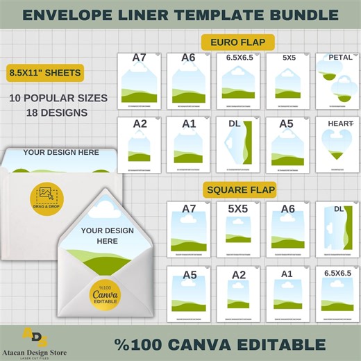 Customizable Envelope Liner Templates: 18 Designs for Any Occasion 739 - Etsy