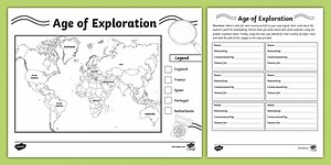 Age of Exploration Map Worksheet for 6th-8th Grade