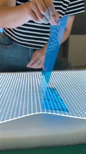 Transparent LED Film for Curved Surfaces | Self Adhesive - Factory Test