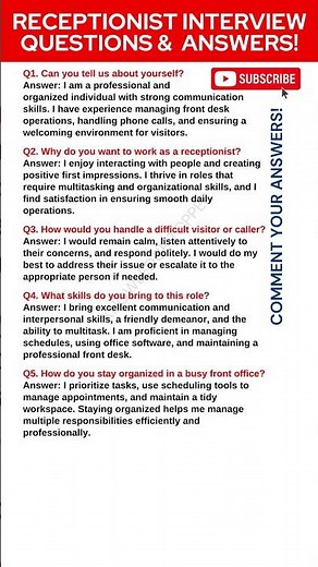 Receptionist Interview Questions and Answers | Receptionist Job Interview Questions and Answers