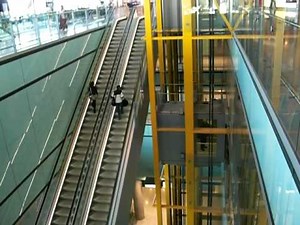 Escalator and elevator at London's Heathrow Terminal 5