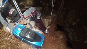 Drone Footage From Inside Corvette Museum Sinkhole