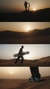 Shredding the dunes at sunset. 🏜️ Give sandboarding a try on our Evening Desert Safari. | Arabian Adventures