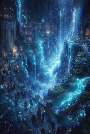 The Codex records Tormundia as unyielding. Codex Entry: Tormundia was established within the highest mountain range known to the Aether Age, its capital, Erranumorenartis, carved entirely into stone that rises beyond the cloud layer. The Codex describes a civilisation that rejected surface exposure, choosing instead to hollow their mountains into layered halls, platforms, and corridors bound by deep cyan Aether inlays. These veins of light stabilised the mountain’s interior, allowing vast chambe