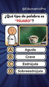 ¿Sabes qué tipo de palabra es “pájaro”? #Ortografía #Educación #RetosOrtográficos #QuizEducativo #EdumatrixPro | Edumatrix Pro