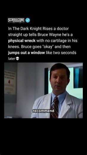 In The Dark Knight Rises (2012), a doctor tells him his body is destroyed.