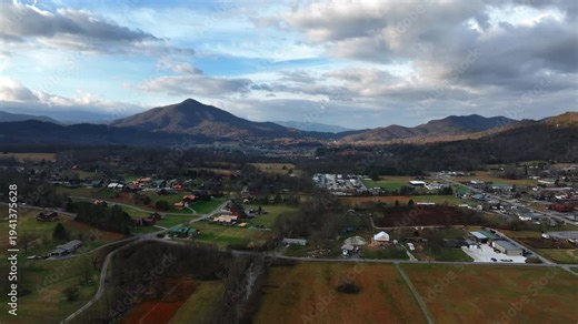 Early morning scenic drone flight showing off the Smoky Mountains of East Tennessee