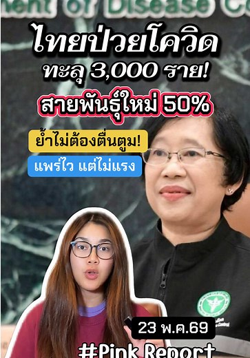 23/05/69 สิงคโปร์แตกระบาดหนัก! ไทยเจอสายพันธุ์เดียวกัน ป่วยสะสมพุ่ง 3 พัน #โควิด19 #โควิดสายพันธุ์ใหม่ #โควิดสิงคโปร์ #ข่าววันนี้ #pinkreport