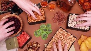 NUT CRAVINGS - Valentines Day Mixed Nuts Gift Basket Black Tower + Heart Ribbon (12 Assortments) Xmas Treats for Adults, Food Arrangement, Healthy Snack Care Package, Kosher