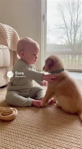 Baby Starts Babbling… Puppy Translator Mode ON 🐶#BabyAndPuppy #TalkingBaby #PuppyReaction