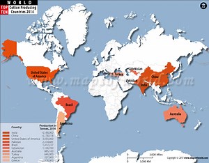 Top 10 Cotton Producing Countries Map