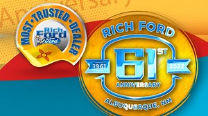 22 reactions | We've been serving New Mexico for 61 YEARS, and we're still the MOST TRUSTED Ford dealer in the state! Get ready for FREE FOOD, great deals and enter to win a new Camper. New Ford's arriving daily, come help us celebrate! - Rich-Ford.com! | Rich Ford | Facebook