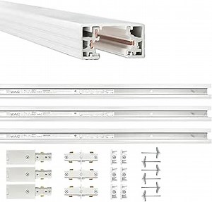 WAC Lighting H Track 4FT Single Circuit, 120V Field-Cuttable Track for H Style 3-Wire Fixtures, Includes Live End Power Feeds, Connectors and Endcaps in White (Pack of 3)