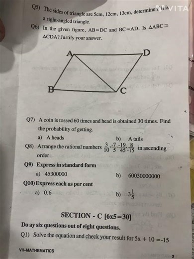 #icse #class7 #maths /2nd term question paper (25-26)