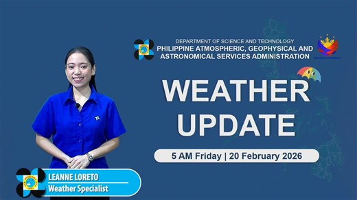 State weather bureau PAGASA gives a weather update as of 5 AM today, February 20, 2026. COURTESY: DOST-PAGASA | GMA News