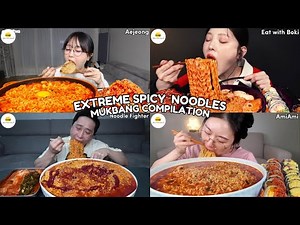 ASMR | EXTREME SPICY NOODLES MUKBANG COMPILATION | SLURPING SOUNDS |