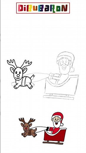 Drawing santa claus in his sleigh step by step