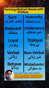 Forming Abstract Nouns with Prefixes #englishvocabulary #languagelearning #fbreelsfypシ゚viral | Rameez Shah