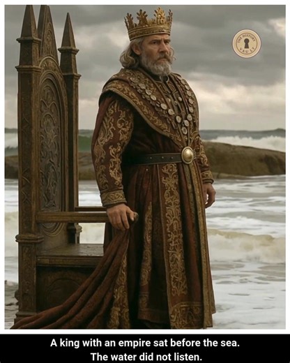 Cnut the Great was not short on authority. He ruled across the North Sea world at a time when crowns were earned through violence and kept through fear. His court knew his strength. Some pushed that knowledge too far. According to later accounts, his followers insisted his power had no boundary. They told him the sea itself would listen if he spoke. Cnut responded with theater and purpose. He had his throne set at the shoreline as the tide advanced. He sat in silence, then ordered the water to r