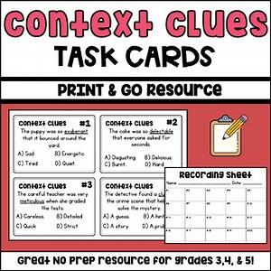 Context Clues Task Cards | Multiple Choice Task Cards