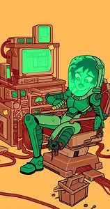 Boyporcelain on Instagram: "'The Cyborg' 🔊 SOUND ON 🔊 Last loop of the year! Some of you know how long ive been working on this, im going to be posting all my progress videos and bts to this in the coming weeks! Special thanks to @grace_urva for her voice work on this! Been a long year of loops, next year ill be making more skits ontop of loops so look forward to my chaotic humour in more animations! #characterdesign #art #cartoon #comicart #characterday #artistoninstagram #artwork #characteri