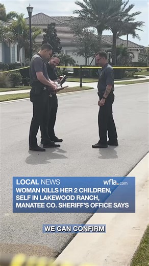 "A violent scene." The Manatee County Sheriff's Office says a mother killed her two children before taking her own life in their Lakewood Ranch home — all while the father was out of the country. https://www.wfla.com/news/local-news/manatee-county/woman-2-children-found-dead-inside-lakewood-ranch-home-manatee-sheriff/ | WFLA News Channel 8
