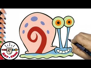 how to draw Gary the Snail from spongebob movie step by step