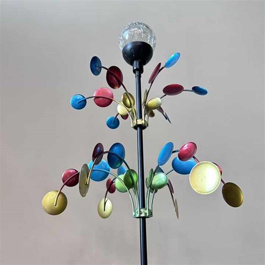 Outdoor Metal Windmill Light Ornament Spiral Cracked Glass Farm Windmill Color Two Layer Dot Wind Spinner Garden Stake