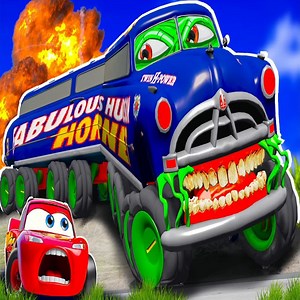 Big & Small:McQueen and Mater VS Doc Hudson Limousine Truck Zombie Slime cars in BeamNG.drive | Beamng Game