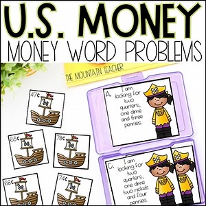 Counting Money Word Problems - Math Center for 1st, 2nd or 3rd Grade