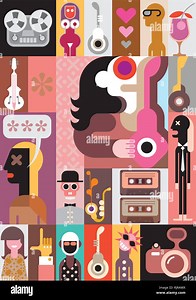 Man playing guitar - abstract art vector illustration. Musical theme collage Stock Vector Image & Art - Alamy