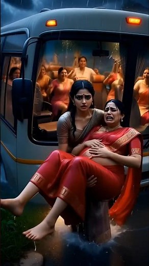 Silent Hero Neela: Brave Village Girl Saves a Pregnant Woman from a Sinking Bus in Heavy Rain#ai