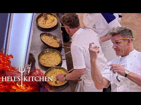 Charity Night's Nearly Ruined by Inconsistent Risottos & Pre-Cooked Salmon | Hell's Kitchen