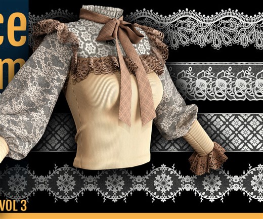 ArtStation - 50 Lace Fabric Trim Materials (SBSAR   Textures) - VOL03 | Game Assets