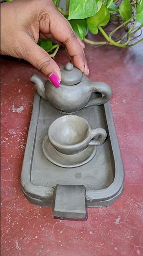 Miniature Tea pot Sets Making With Clay #shorts