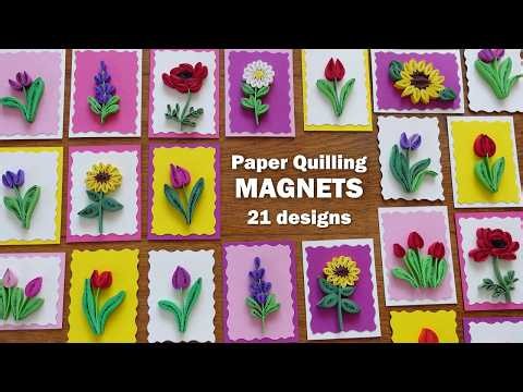 Quilled Flower Magnets. My last video. Taking a break :)