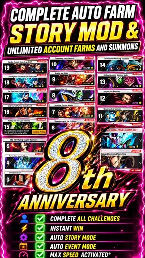 60,000+ Chrono Crystals 💎 INSTANT AUTO FARM! | 8th Anniversary #dragonballlegends #dblegends #shorts