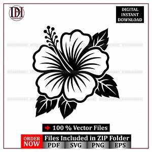 Tropical Hibiscus Flower SVG | Vector Clipart (digital Download) - Etsy