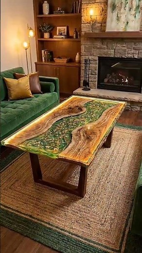 DIY Glowing Green Epoxy River Table (Satisfying Woodworking Pour!) 😱🪵