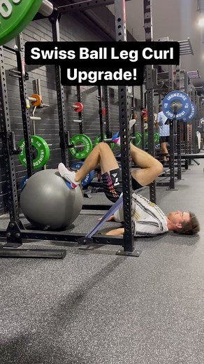 Brendan Hoyer on Instagram: "Spicy Swiss Ball Leg Curl Upgrade 🔥 We can get some great extra proximal hamstring loading on Swiss ball leg curls by adding a band over the hips. As long as you are creating hip extension as you lift up, these can be a great tool to progress to."