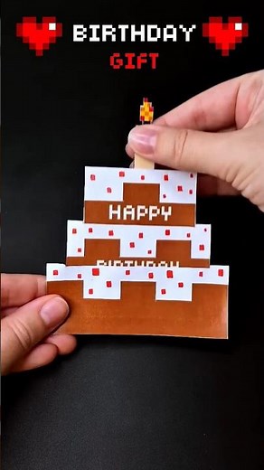 DIY Minecraft Birthday Cake Greeting Card 🎂 Cute Gift Idea ❤️ Easy Paper Craft
