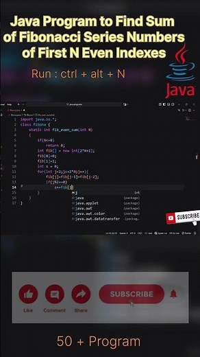 Program of Find Sum of Fibonacci Series Numbers in Java | #ytshorts #trending #shorts #youtubeshorts