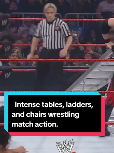 Intense tables, ladders, and chairs wrestling match action. #intense #tables #wrestling #match #action
