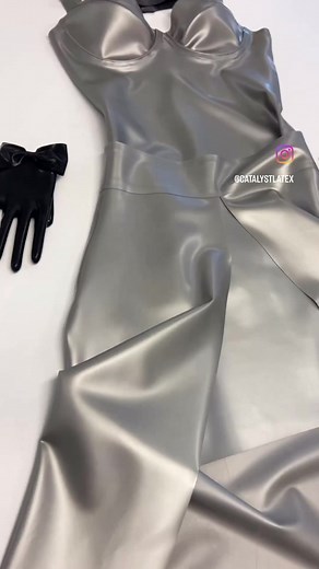 Stunning Metallic Silver Latex Fashion Ensemble