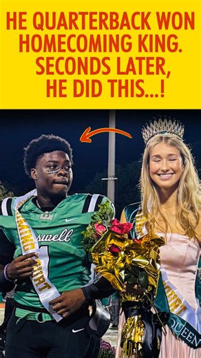 A high school football game pauses for a routine homecoming announcement—until a quarterback makes an unexpected choice that changes everything. This heartwarming football story shows how one moment of leadership and kindness can impact an entire stadium. Watch as the homecoming king steps away from the spotlight, creating one of the most unforgettable high school football moments ever seen. From the silent pause to the crowd’s reaction, this is a real-life inspirational story about inclusion, h